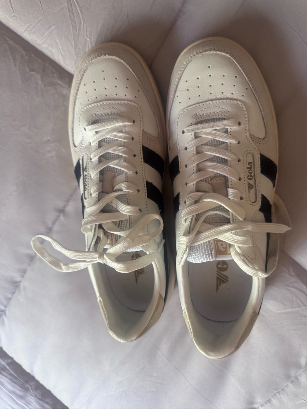 Gola Women's White Sneakers with Black Stripes Size 39 / 8